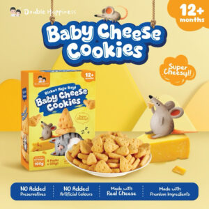 Double Happiness Baby Food Real Cheese Cookies 4 Packs x25g Biskut Bayi Keju Sedap 12 Bulan Months Premium Ingredients